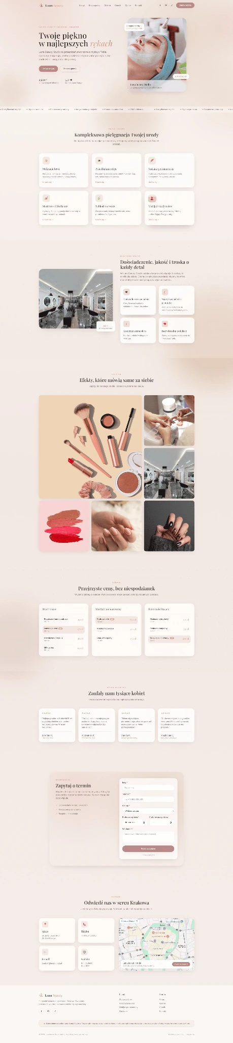Podgląd strony salonu kosmetycznego Luna Salon Beauty