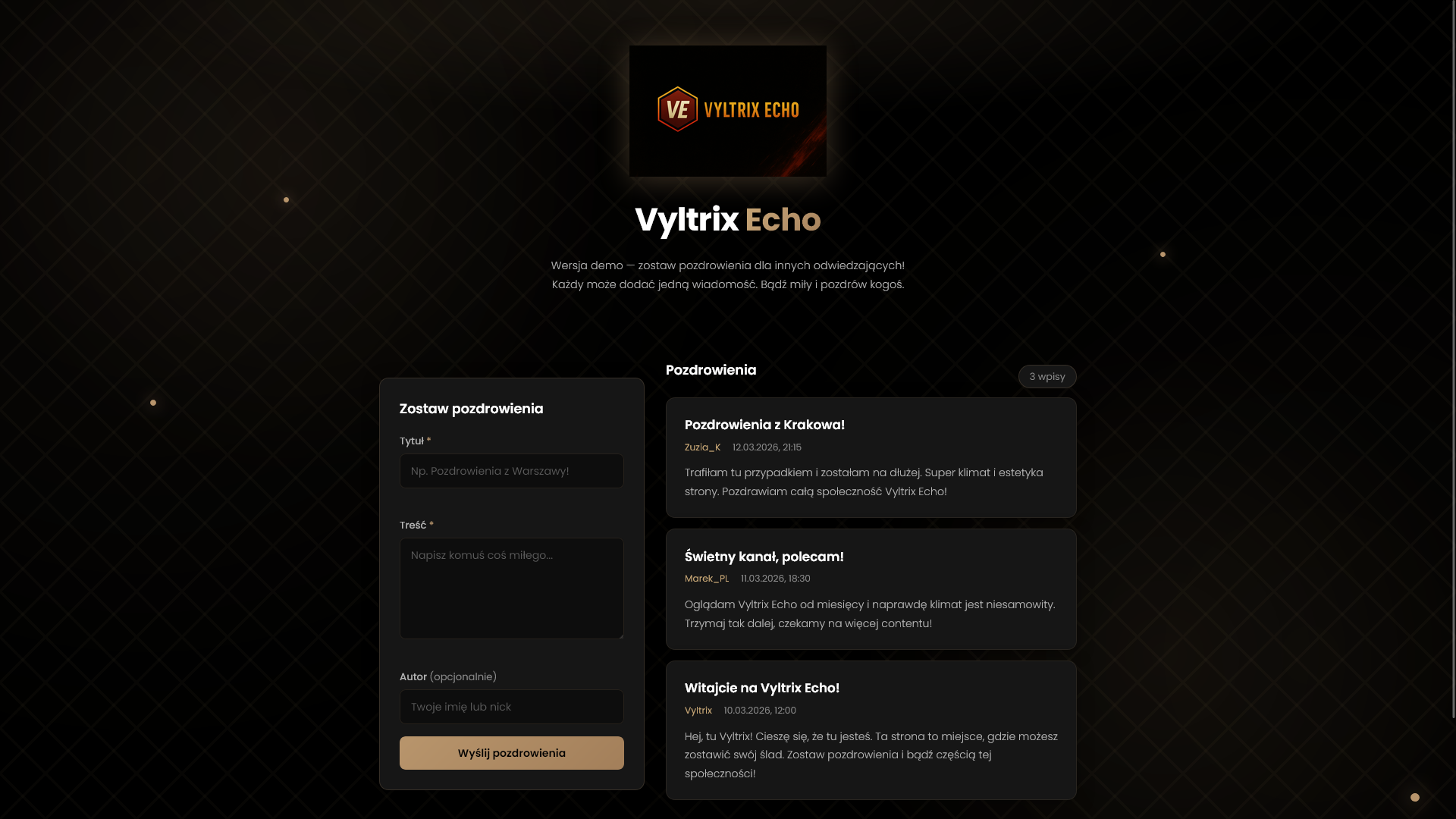 Pozdrowienia - aplikacja webowa